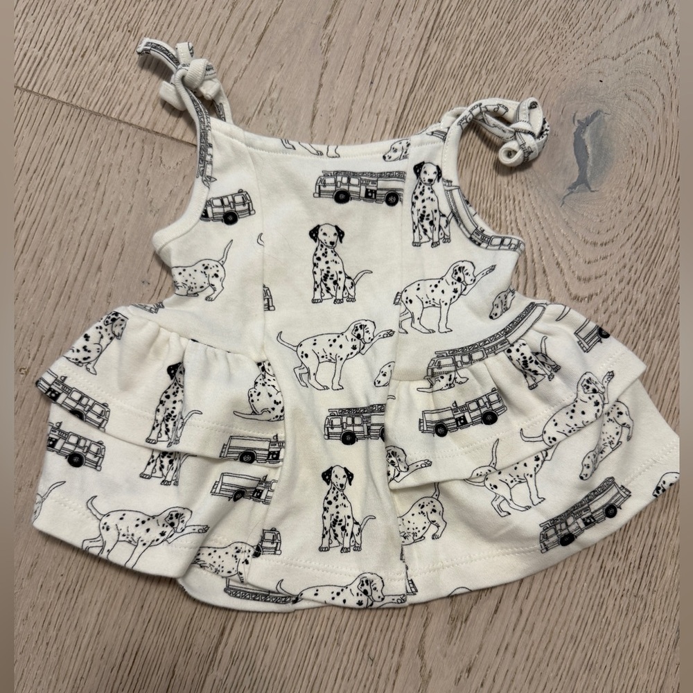 Kate Quinn Cream Baby Dress with Black dog Print